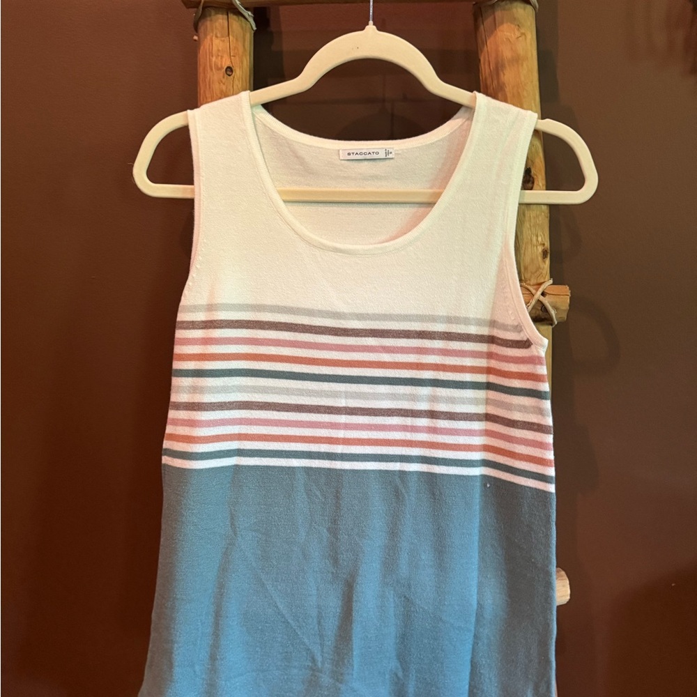 Striped Sleeveless Top - White, Pink, and Blue